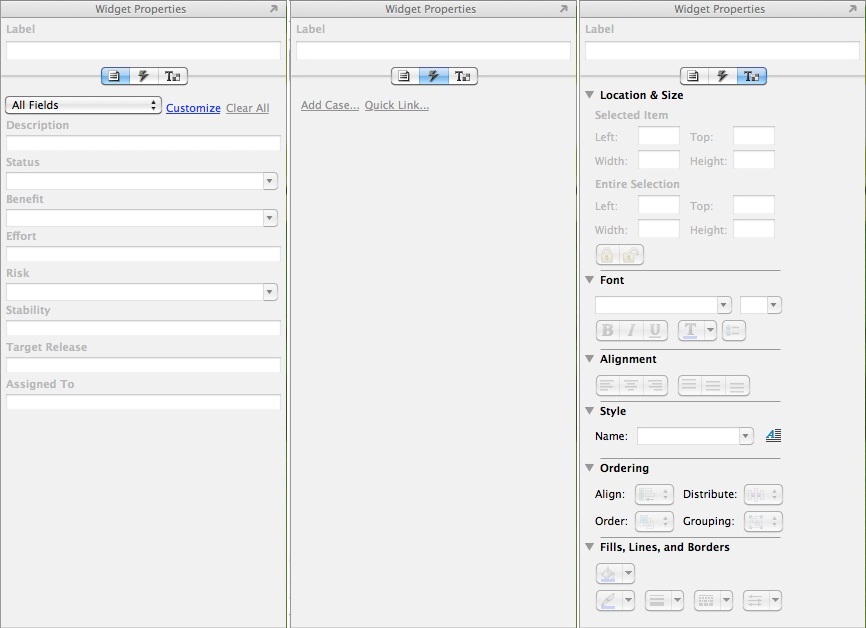 Axure Mac Panel Widget Properties
