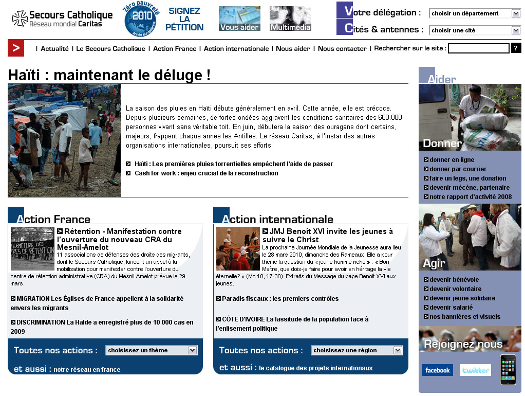 Page d'accueil du Secours Catholique