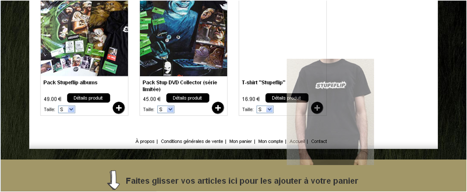 Le panier horizontal sur le site Stuper Market, bonne ergonomie ? Le panier horizontal sur le site Stuper Market