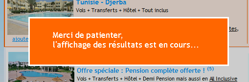 Message d'information en pop-up sur le site Promovacances