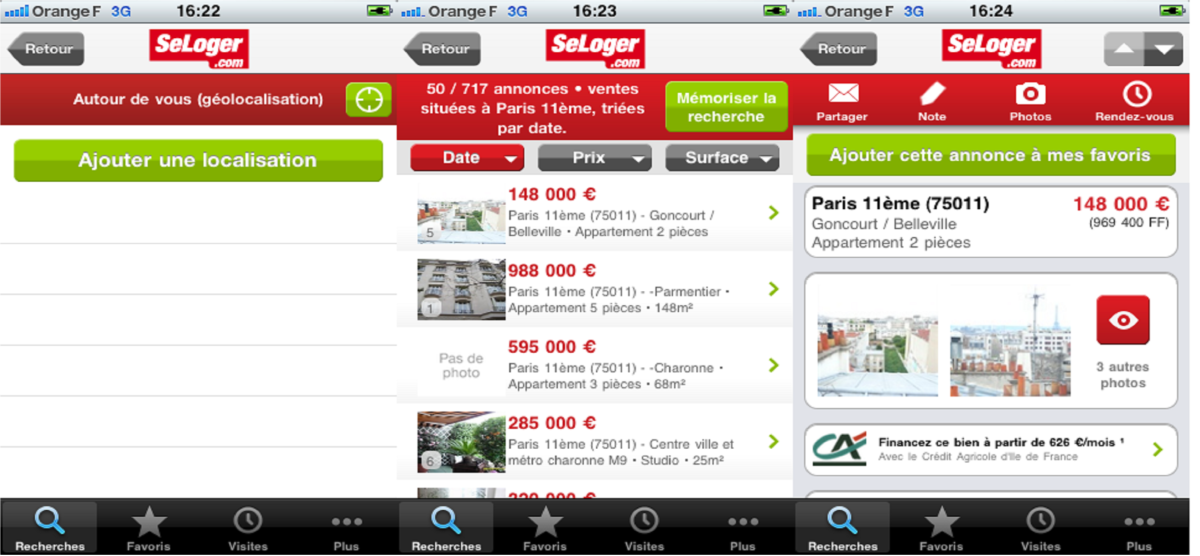 La géolocalisation immobilière avec SeLoger sur iPhone