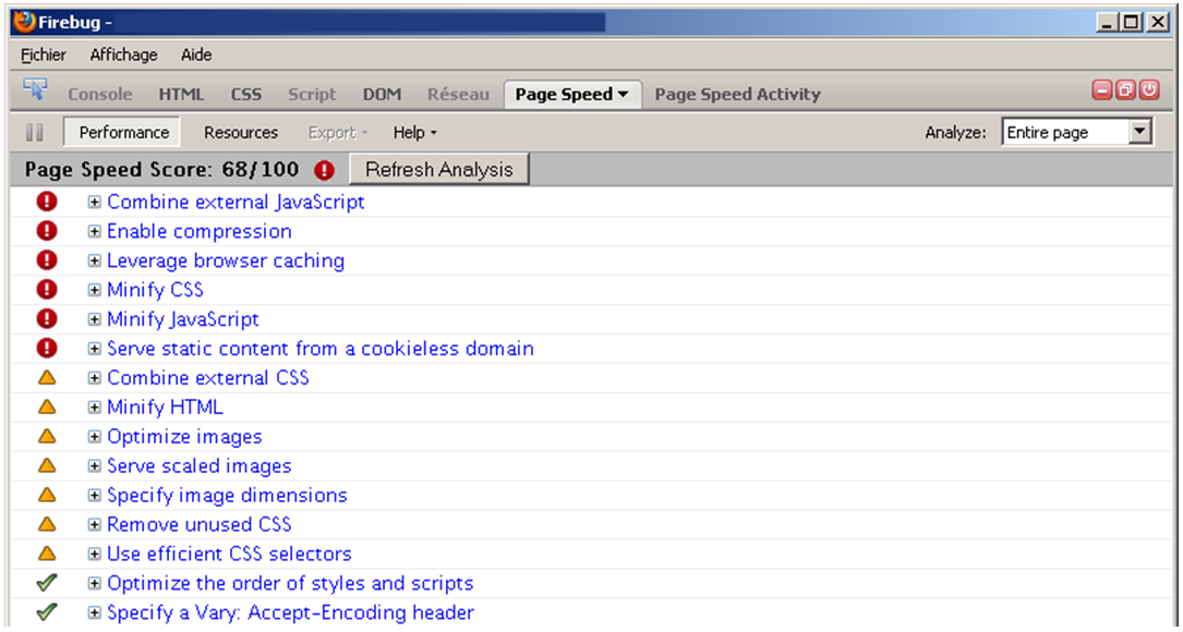 Optimisation du temps de chargement d'une page web avec Firebug