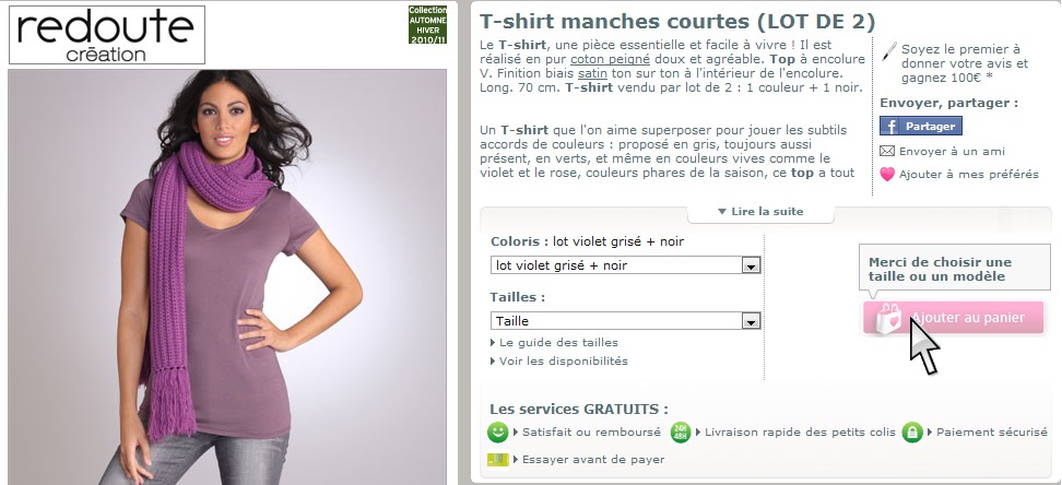 LaRedoute site de La Redoute : mise en avant des champs obligatoires
