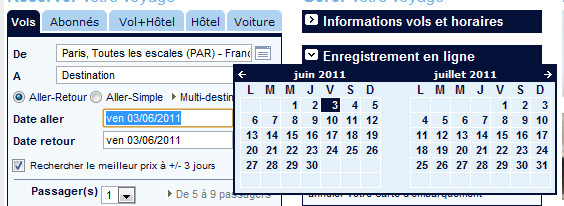 calendrier-air-france Ergonomie Web du calendrier : exemple avec Air France
