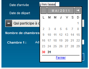 calendrier-voyages-sncf-hotels Calendrier sur Internet : il est recommandé d'afficher les jours du mois précédent et suivant.