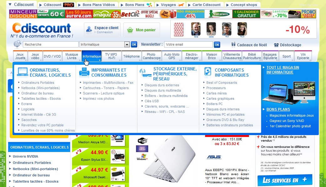 Cdiscount : nouveau méga menu