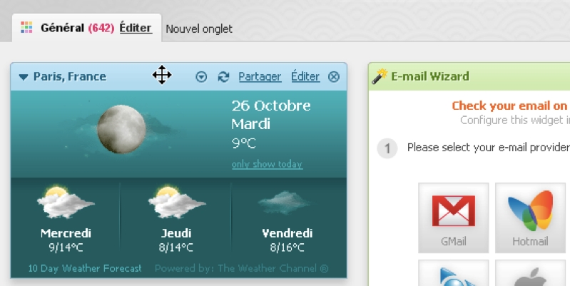 Modification de l'apparence du curseur au survol chez Netvibes