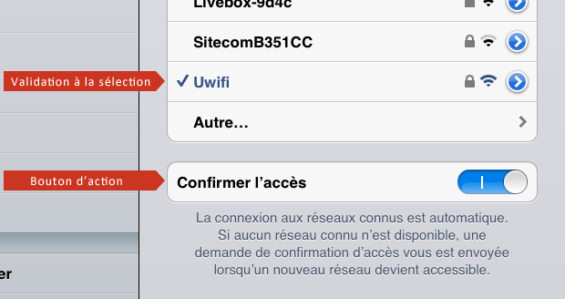 Écran de configuration iPad