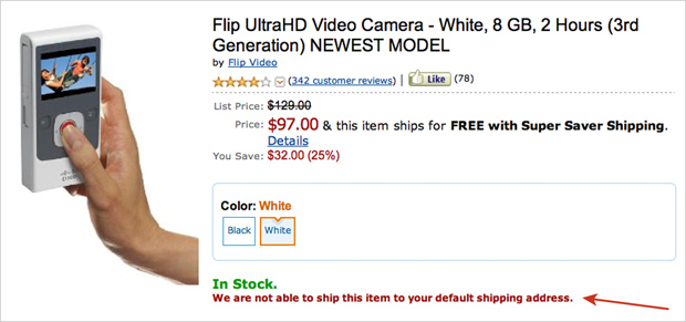 ergonomie web : indication de livraison