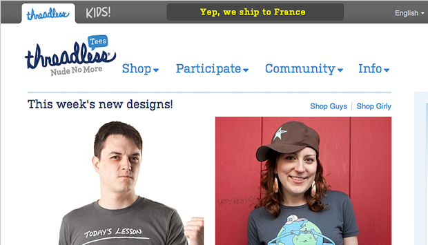 threadless : indication de livraison en France