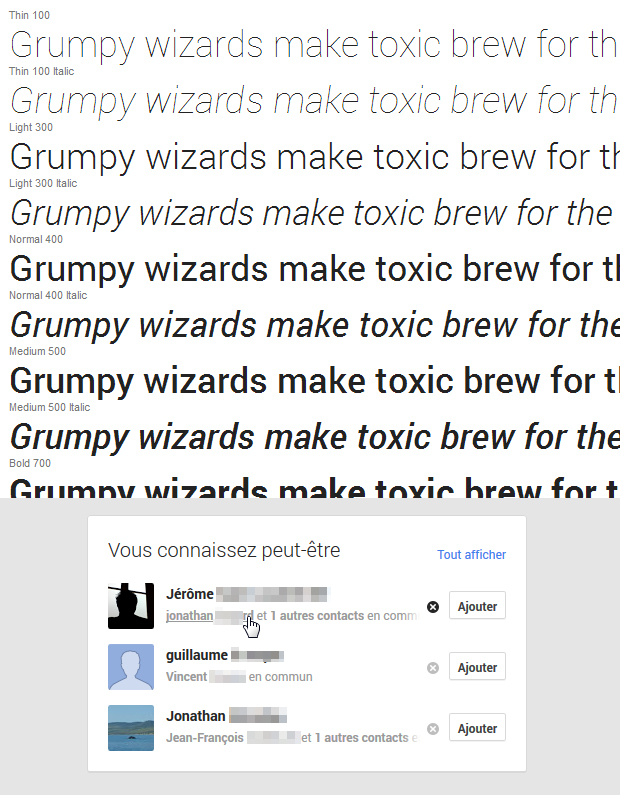 Conception Flat Design - Police de caractères riche sur le site Google plus