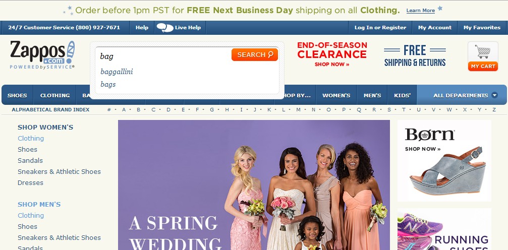 e-commerce en responsive web design - Zappos