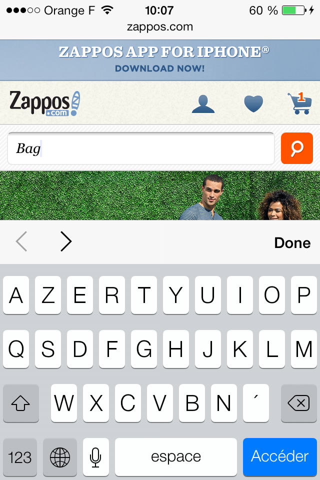 e-commerce en responsive web design - Zappos mobile