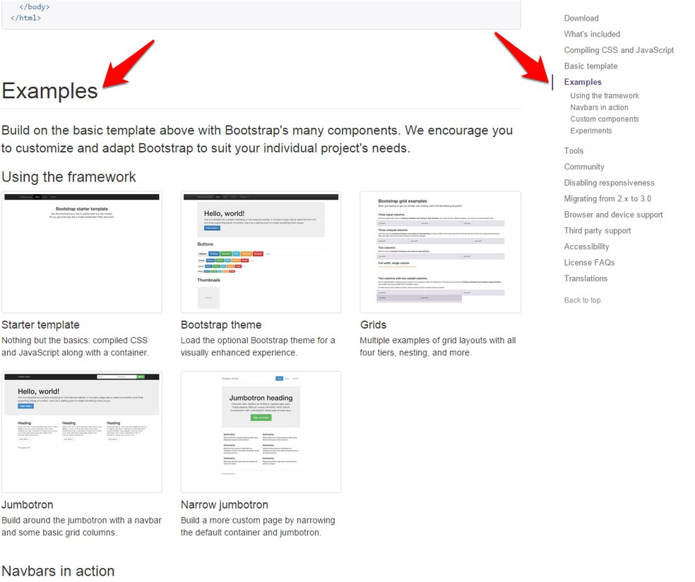 Exemple d'indicateur de scroll sur le site bootstrap.com