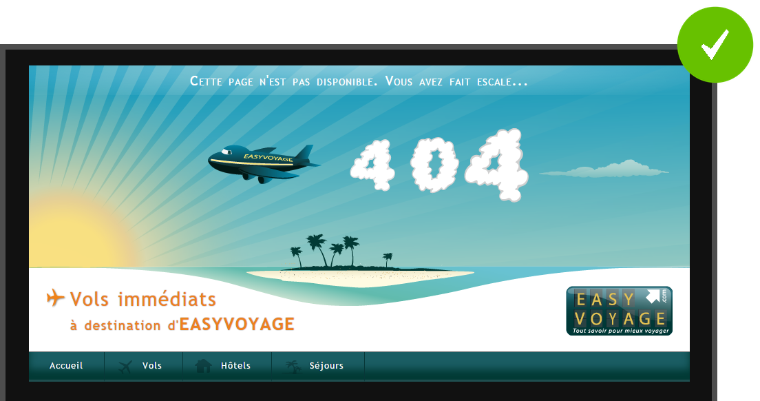 Page 404 dans le thème d'Easyvoyage