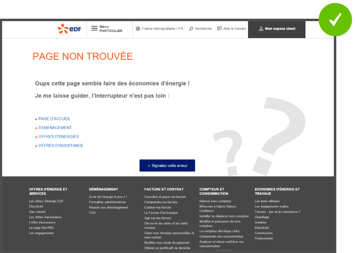 Liens importants du site EDF