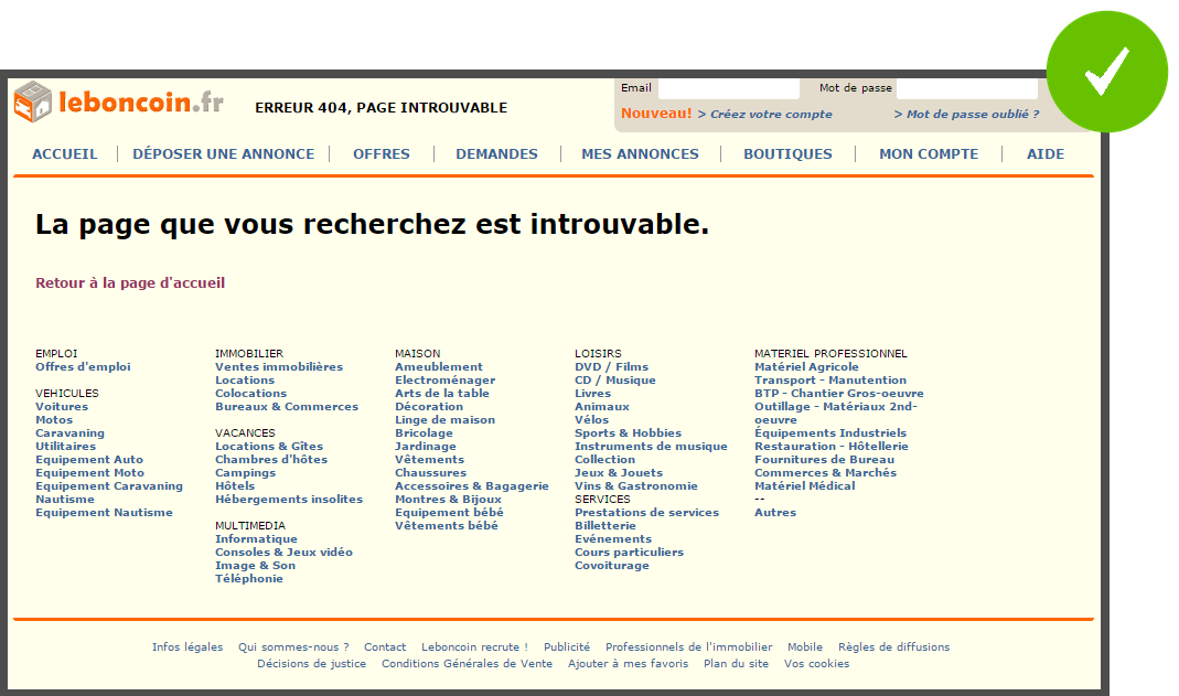 Plan du site Le bon coin