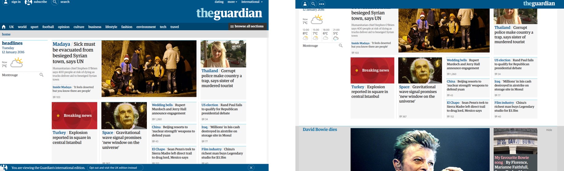 tendances UX Design 2016 : content fixe the guardian