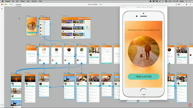 Environnement de travail d'Adobe Comet