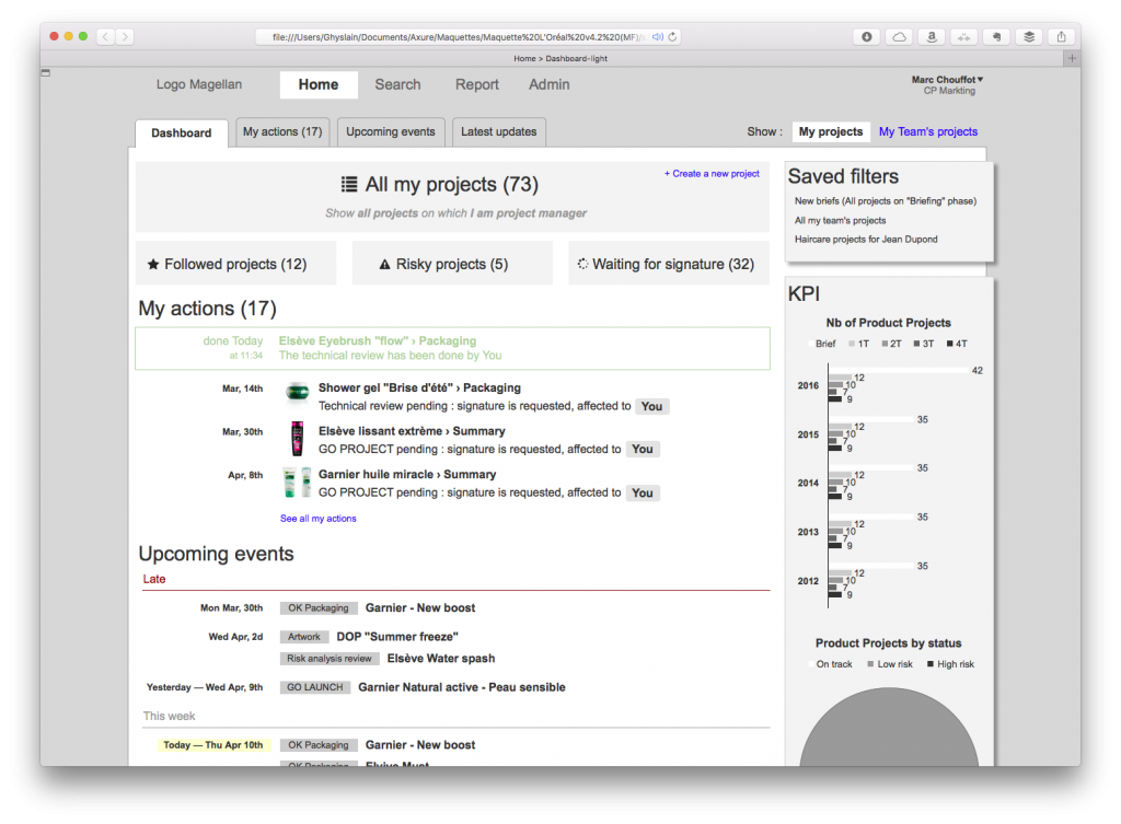 Première version de la tabbar iOS - FLUPA UX Day 2015