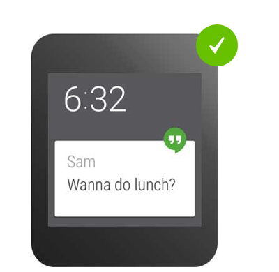 montres connectées cards Cette interface utilisant une "card" présente un fort guidage