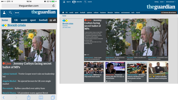 UX mobile & idées reçues - The Guardian : site responsive