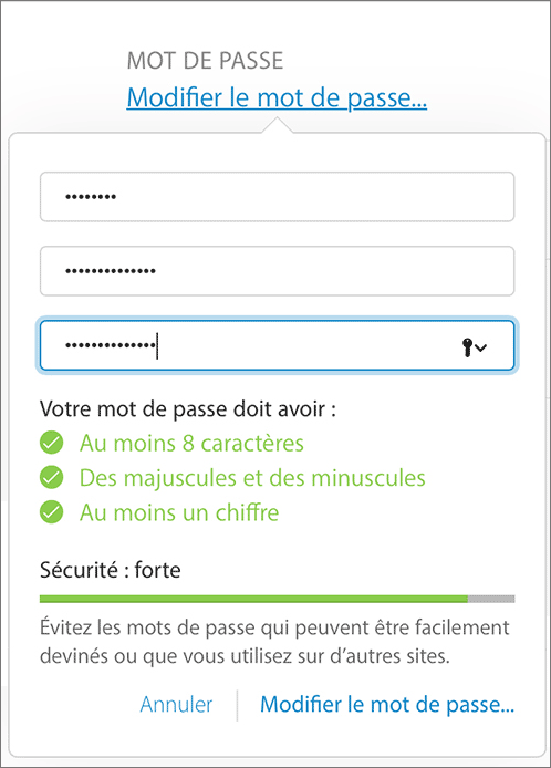 Guidage - incitation longueur mot-de-passe