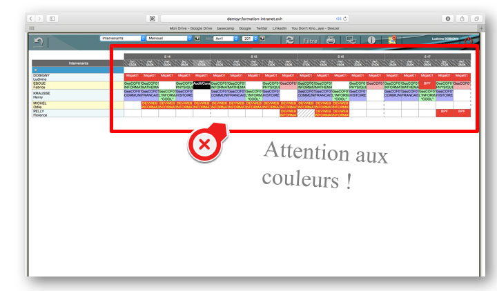Guidage - lisibilite - couleurs