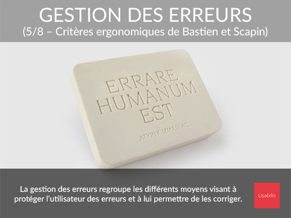 Gestion des erreurs - Critères ergonomiques Bastien & Scapin