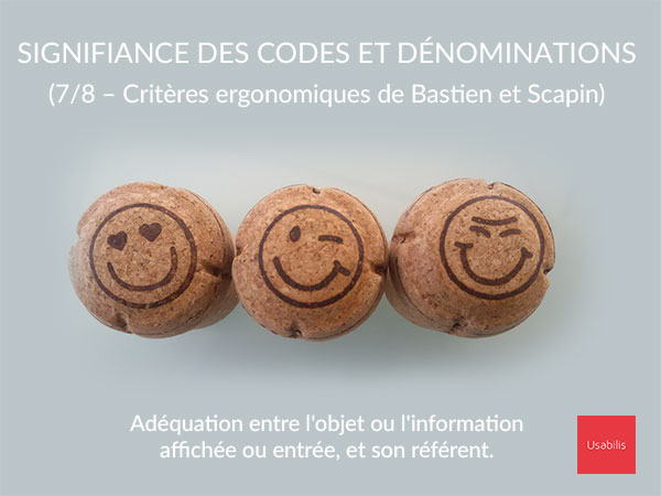 Signifiance des codes et dénominations (7/8 Critères ergonomiques de Bastien et Scapin)