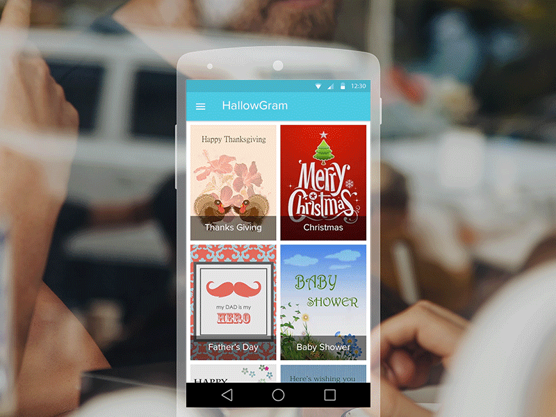 Material Design Blog / Dribble : Hallow Gram Menu Animation