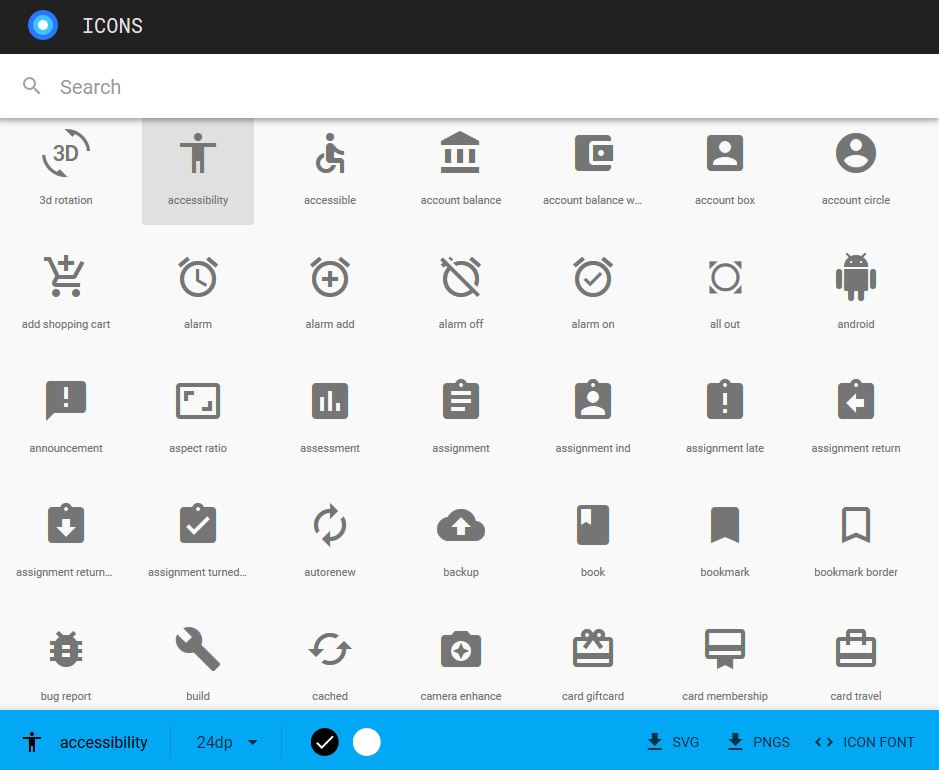 Icônes Material Design