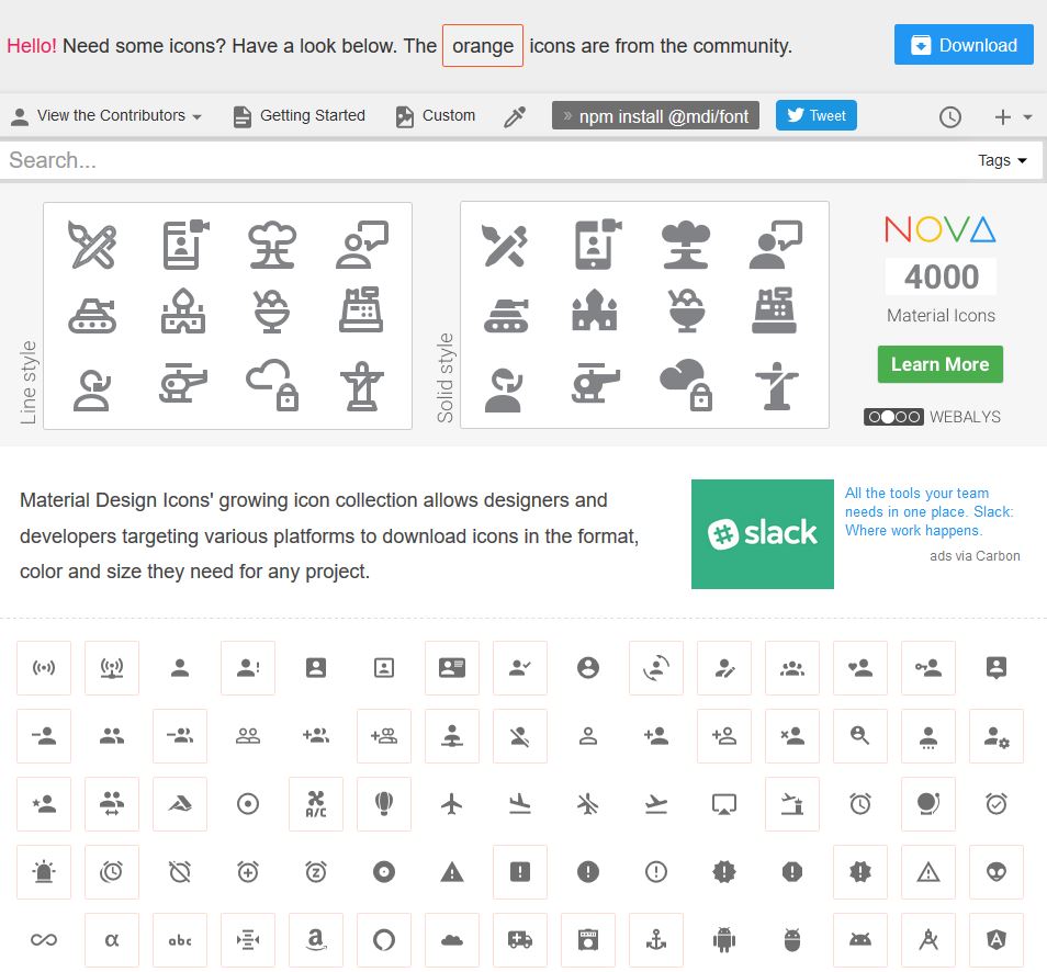 Icônes Material Design