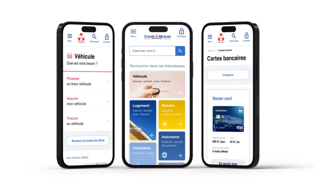 Les écrans mobile du nouveau site CMNE conçus selon une démarche UX/UI avec Usabilis.