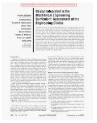 Rolf Faste Integrating Creativity into the Mechanical Engineering Curriculum in ASME