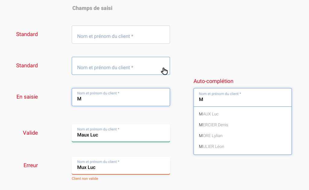 Composants interactifs