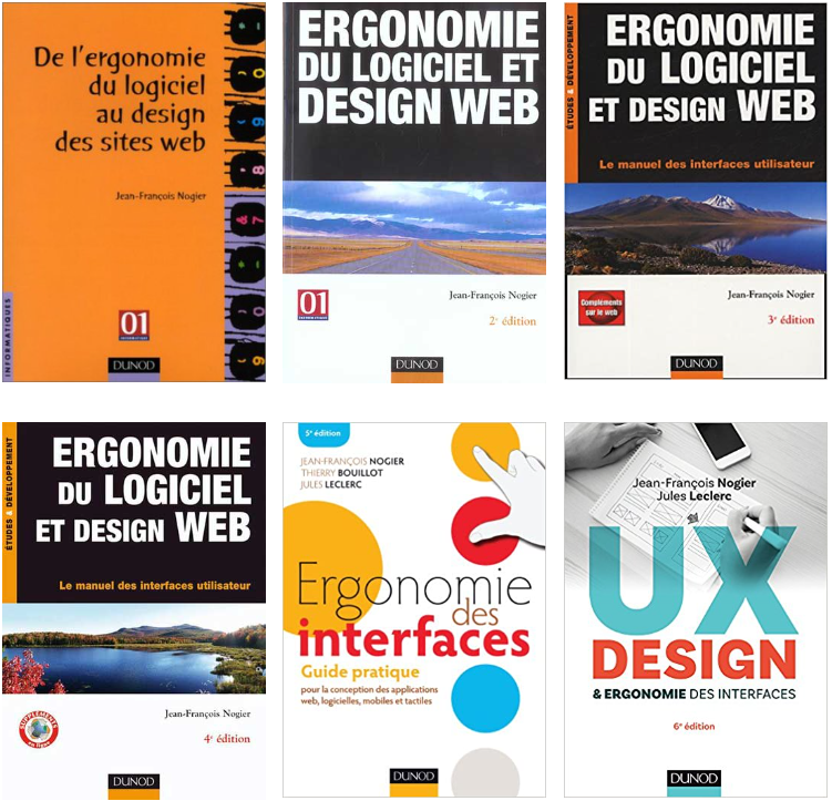 Les couvertures des 7 éditions de UX Design et Ergonomie des interfaces