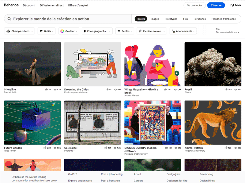 Site inspirant UI Design - Behance