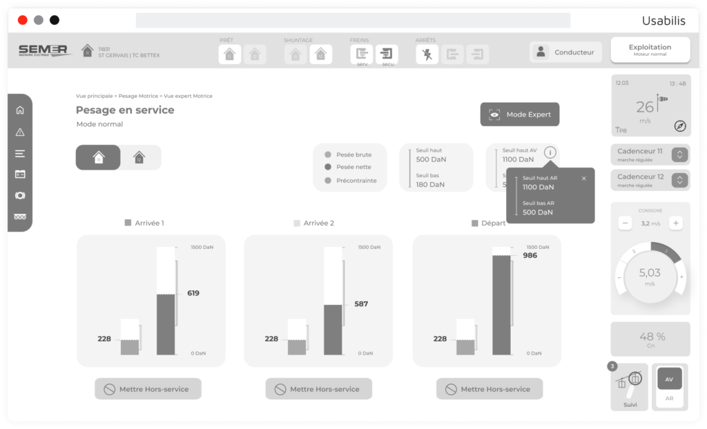 Wireframe de l'écran de supervision SmartBoard