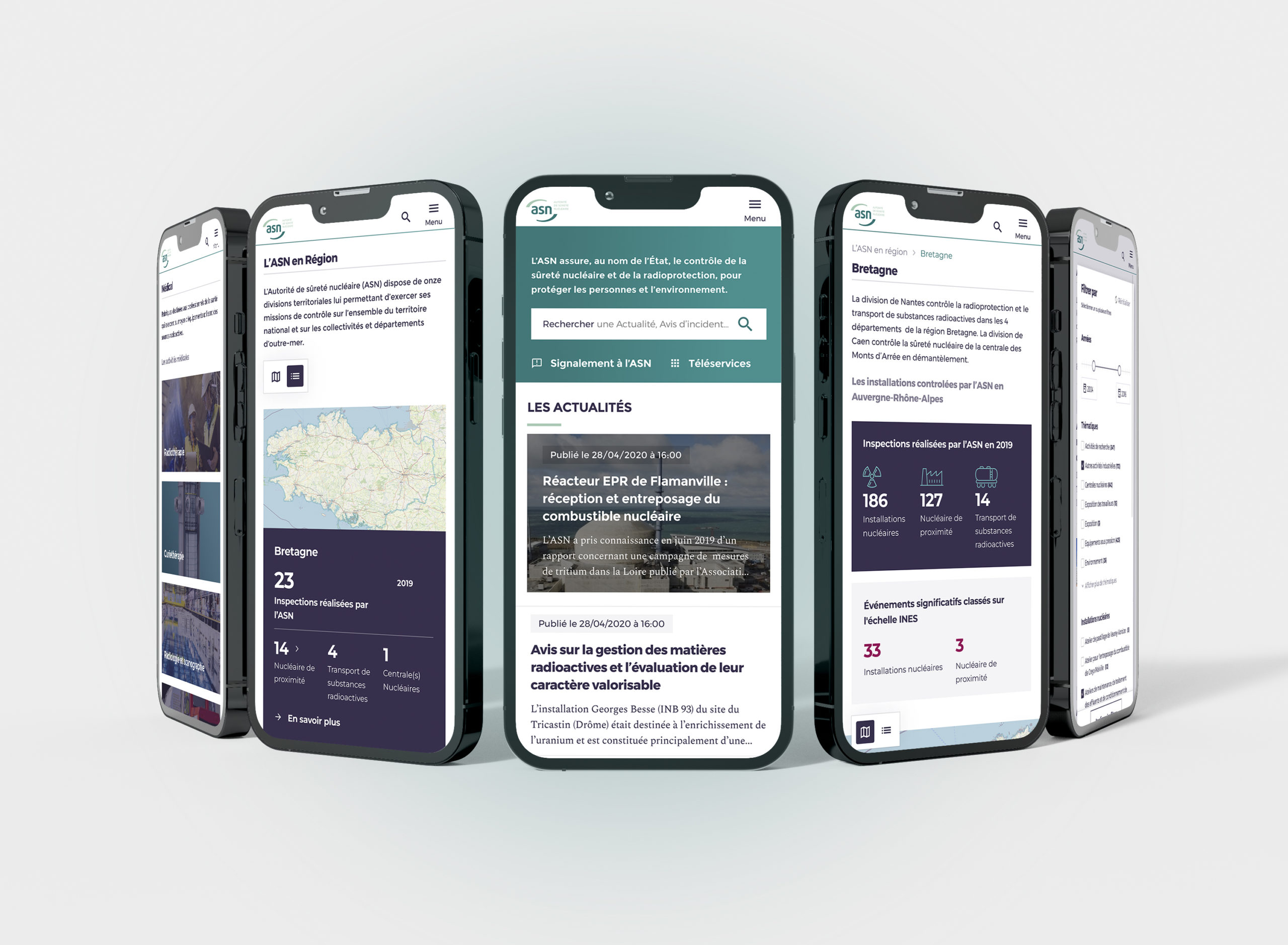 Les différents écrans de l'application mobile ASN conçue en démarche UX/UI avec Usabilis.