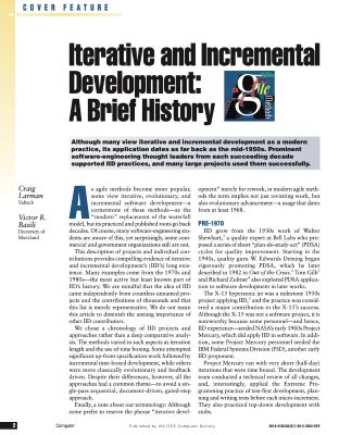 « Iterative and Incremental Development: A Brief History », Craig Larman et Victor Basili