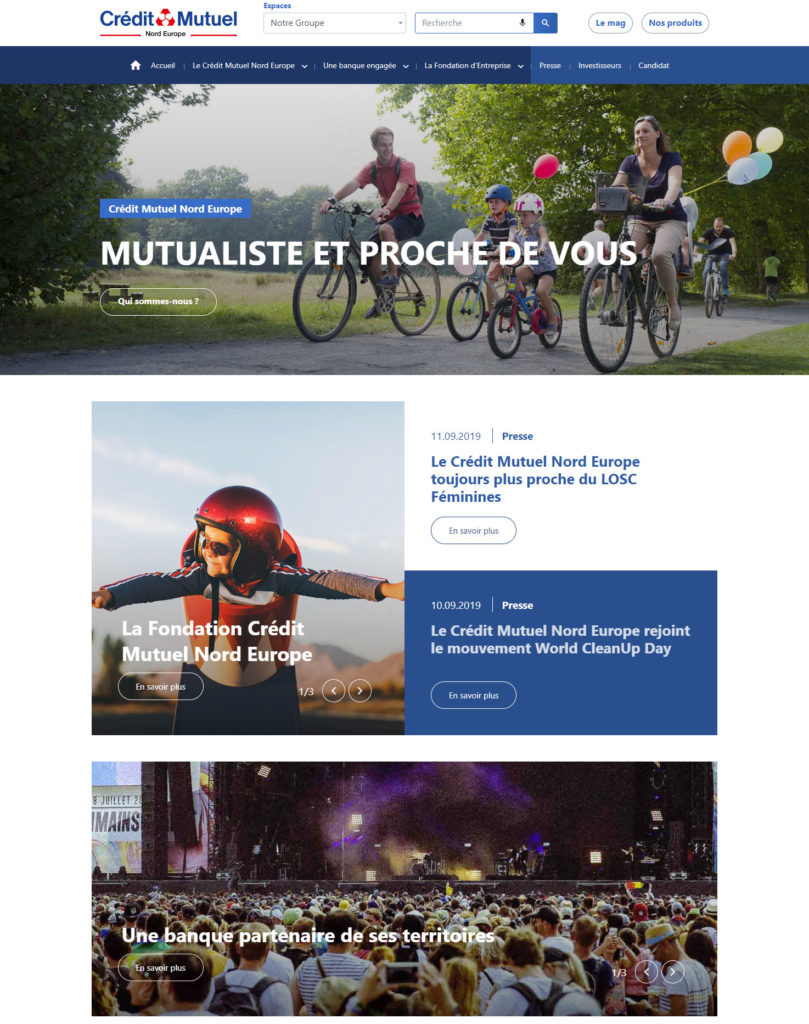 Page d'accueil du site institutionnel CMNE.