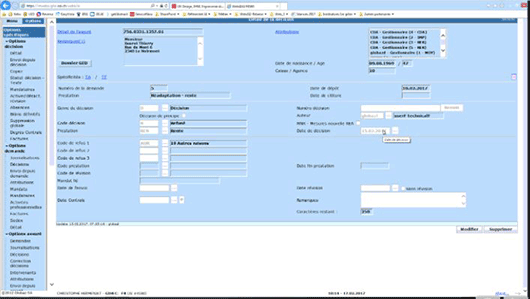 Interface de gestion du dossier assuré web@ai Gilai avant l'intervention UX/UI d'Usabilis.