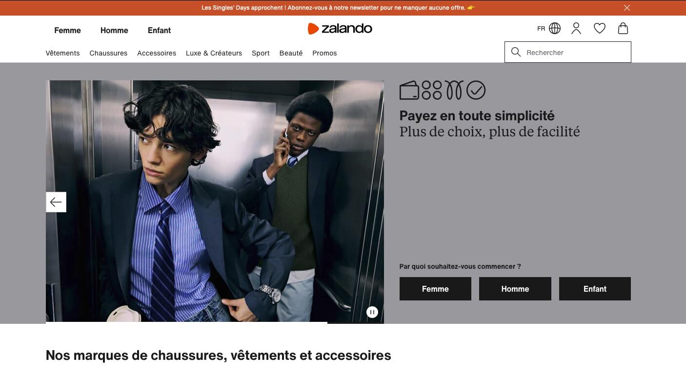 Capture d'écran Zalando