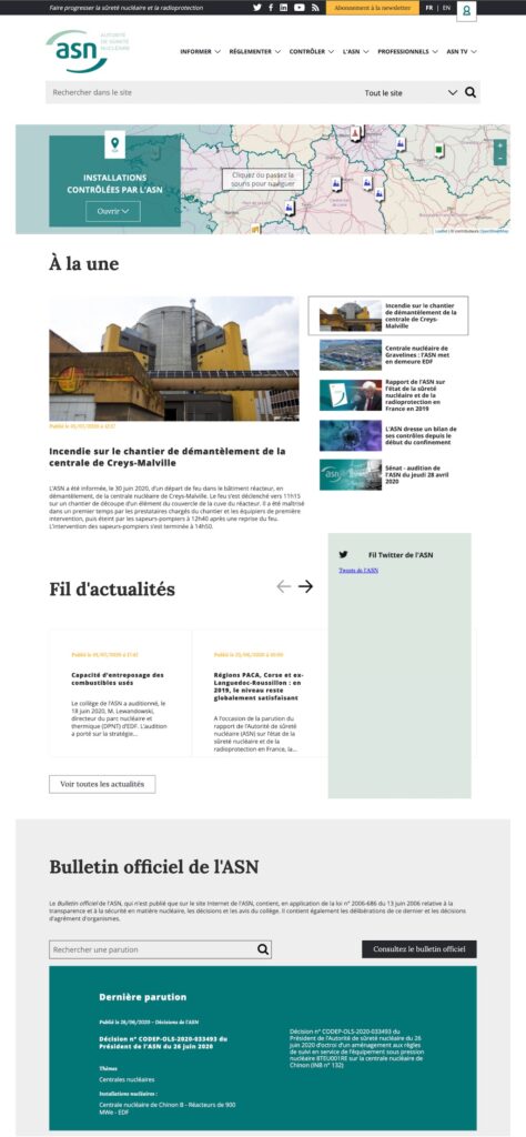 Page d'accueil du site ASN avant l'intervention UX/UI d'Usabilis.